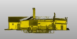 3D zaměření vyhořelé sokolovny