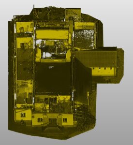 3D zaměření vyhořelé sokolovny