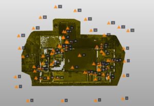 3D zaměření vyhořelé sokolovny