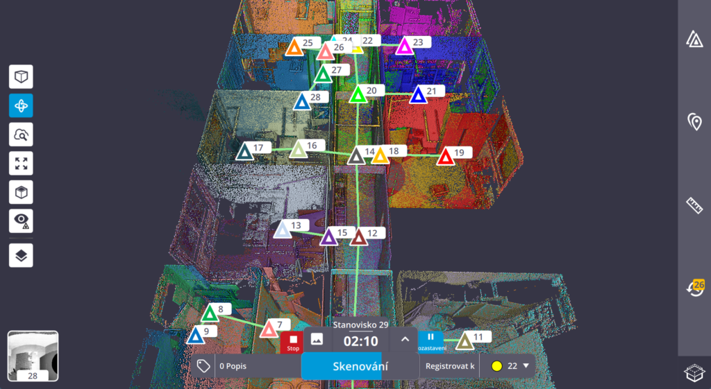 3D skenování komplexu budov