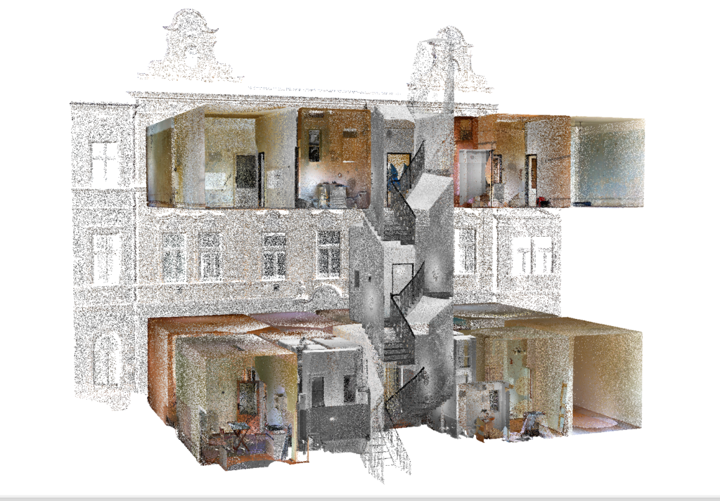 3D skenování a zaměření bytového domu