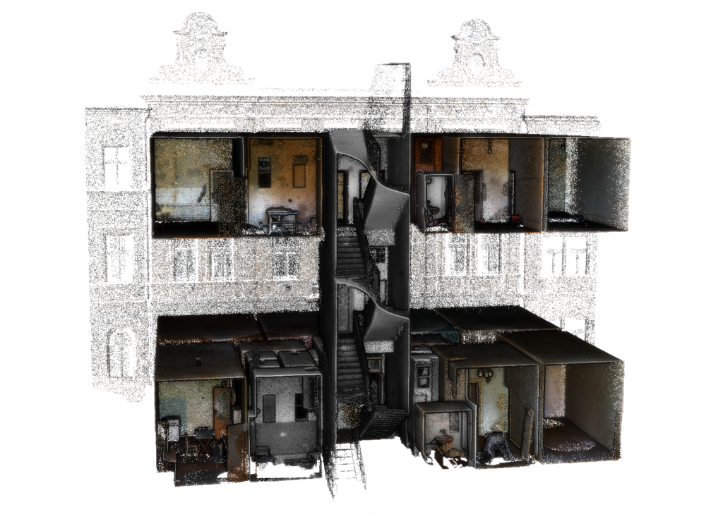 3D skenování a zaměření bytového domu
