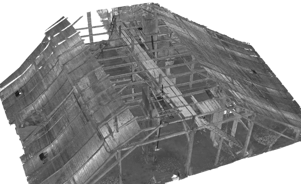 3D laserové skenování krovu