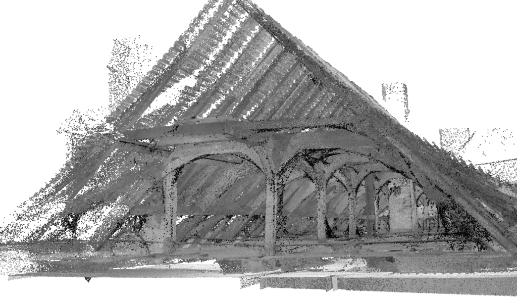 3D skenování domu s válcovou věží