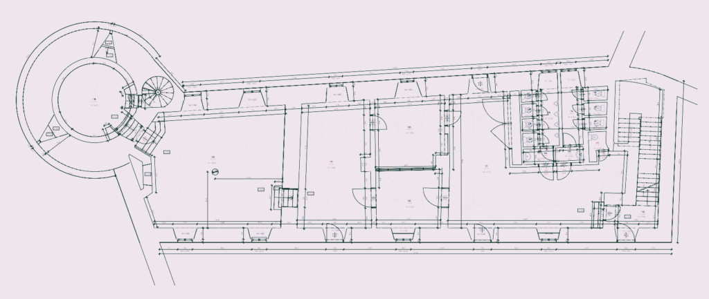 3D skenování domu s válcovou věží